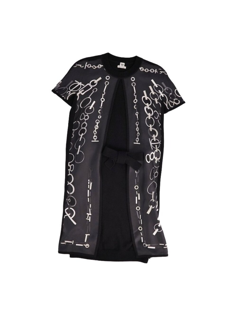 Hermes Dress Knit Do Re Boucles Short Sleeve Twillaine All Over Print Silk 34